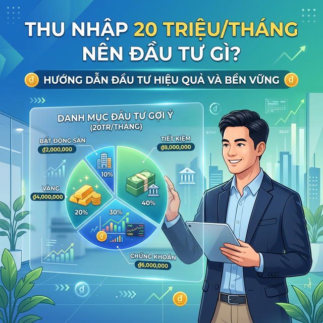Thu Nhập 20 Triệu/Tháng Nên Đầu Tư Gì? Phân Bổ Chuẩn 2026