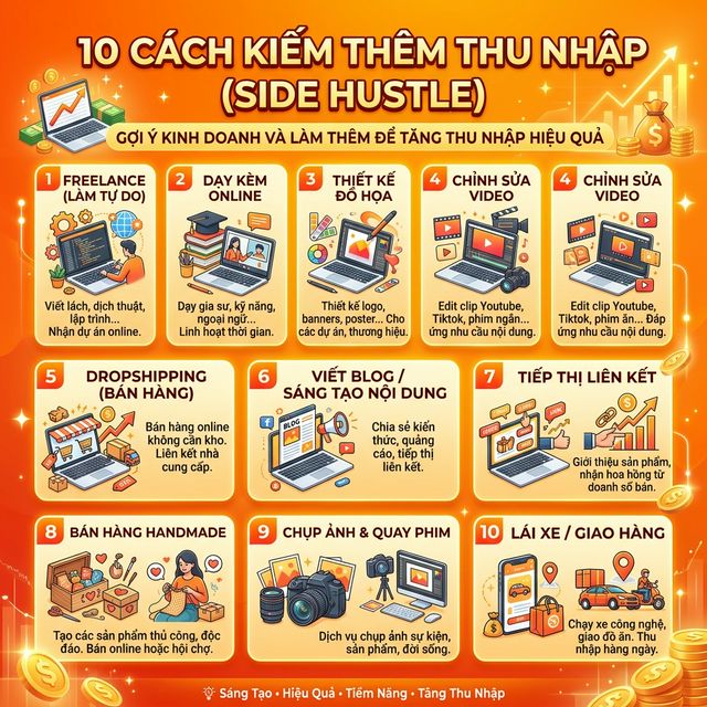 10 Cách Kiếm Thêm Thu Nhập (Side Hustle) Cho Dân Văn Phòng 2026