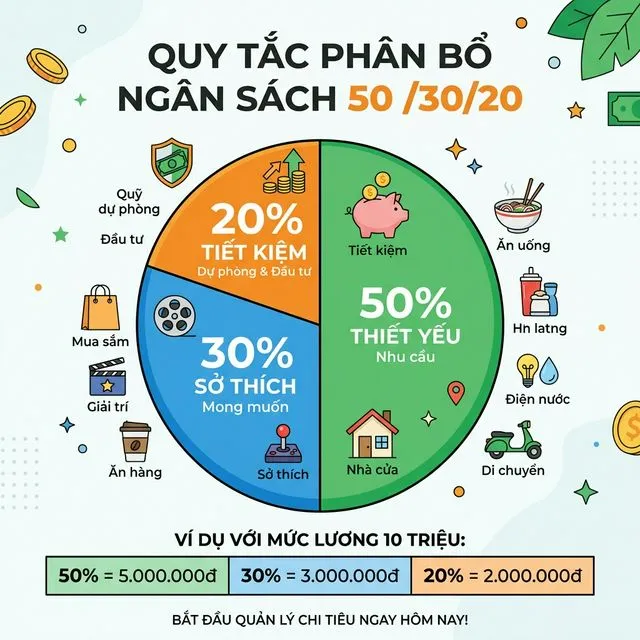 Quy Tắc 50/30/20 Cho Mức Lương 10 Triệu: Tồn Tại Hay Đầu Tư?