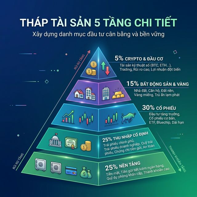 Tháp tài sản 5 tầng xây dựng sự thịnh vượng từng bước